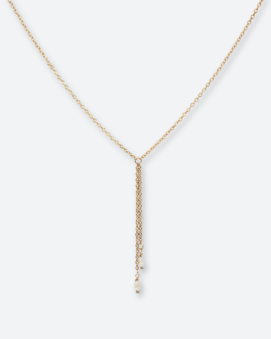 Hailey Gold Lariat Y Pearl Necklace - Salty Threads