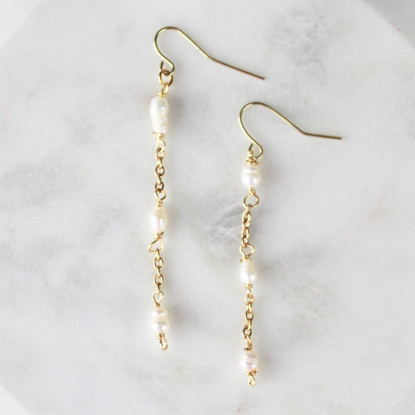 Iris Pearl Drop Earrings - Salty Threads